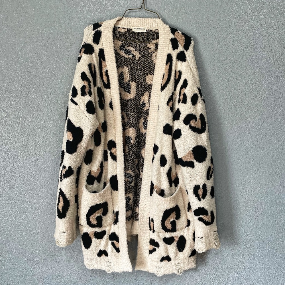 THE NINES Buttercream Leopard Cardigan